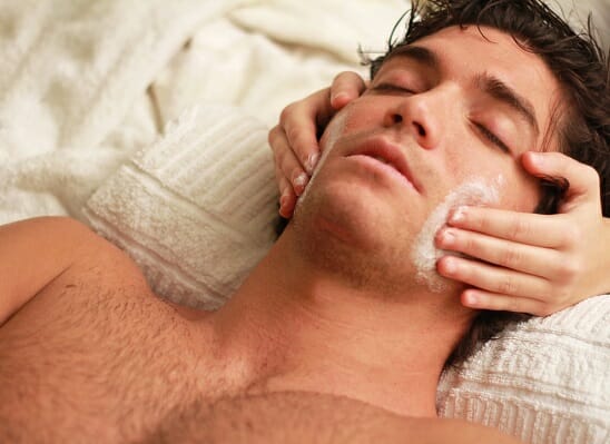 Relaxed young man at the spa
